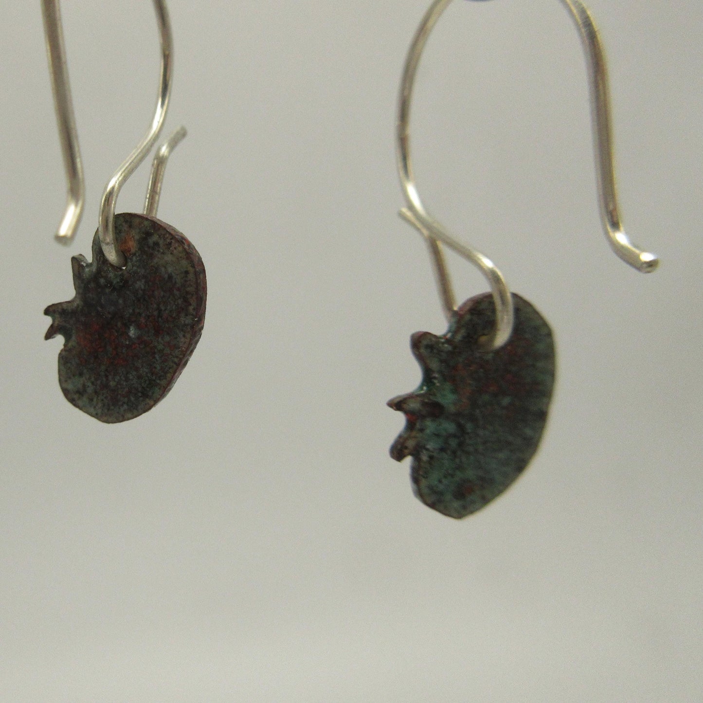 Small tomato earrings in vitreous enamel with argentium sterling silver ear wires