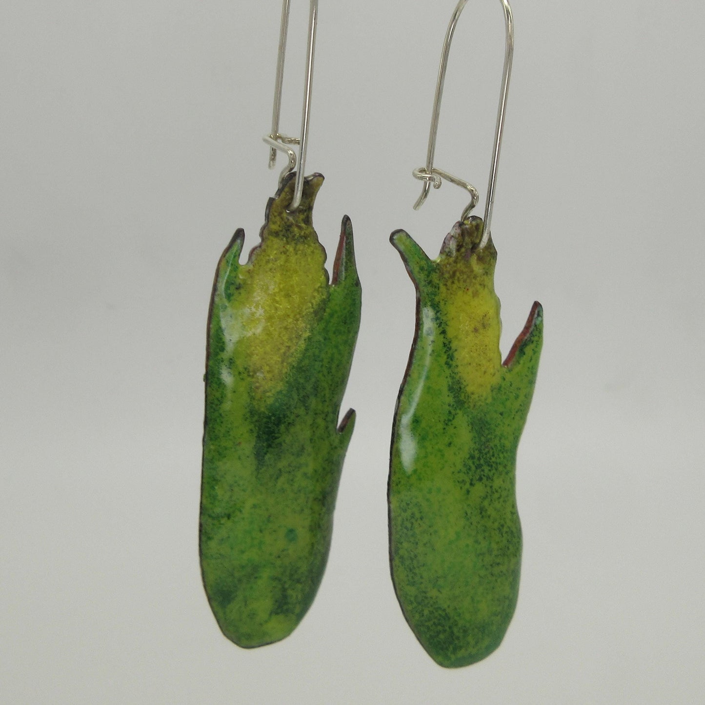 Corn earrings in vitreous enamel with argentium sterling silver ear wires