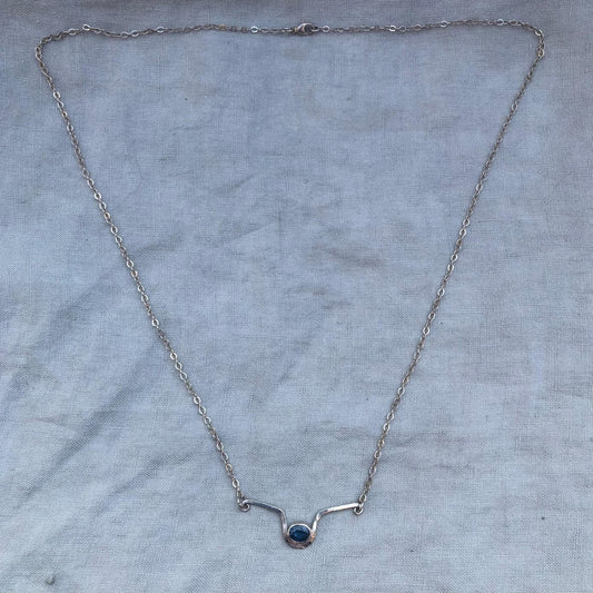 Natural earth-mined sapphire statement necklace in argentium sterling silver // September birthstone necklace