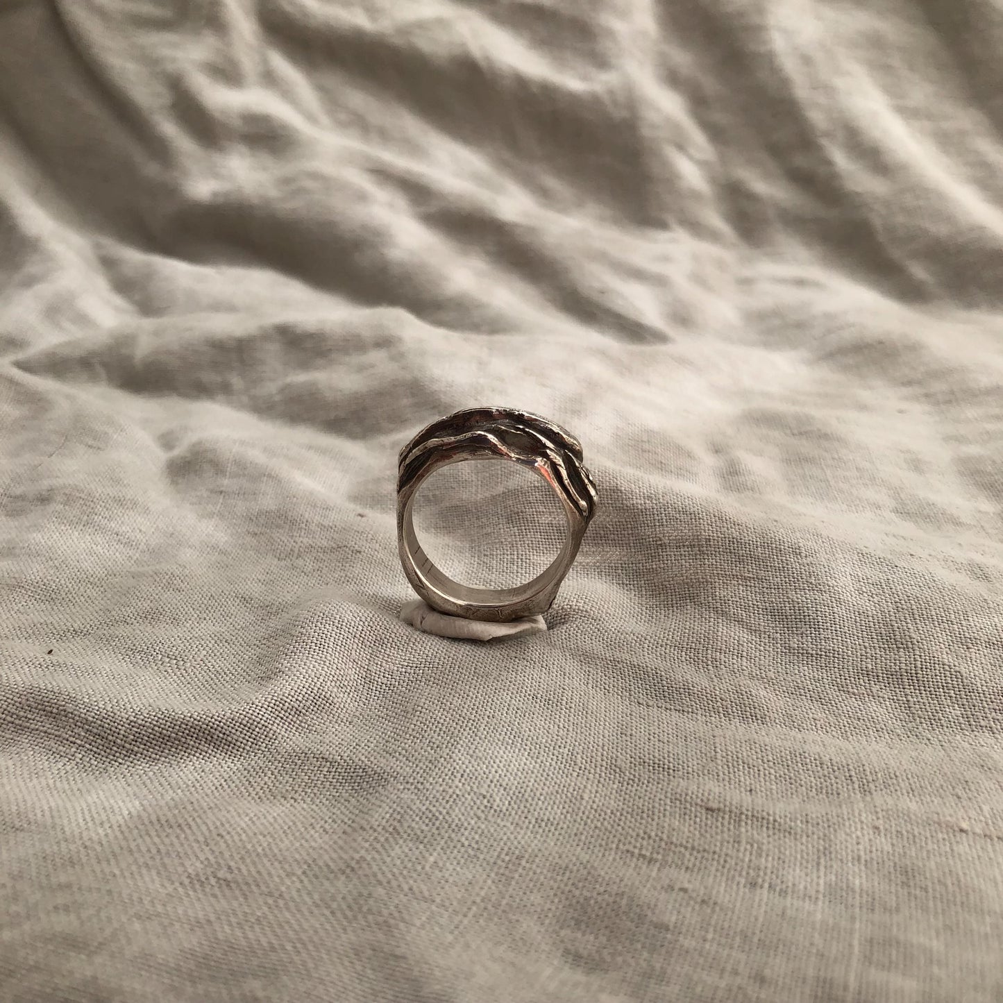 Cedar bark textured ring in argentium sterling silver // Intricate cast ring // Tree bark ring // U.S. size 9