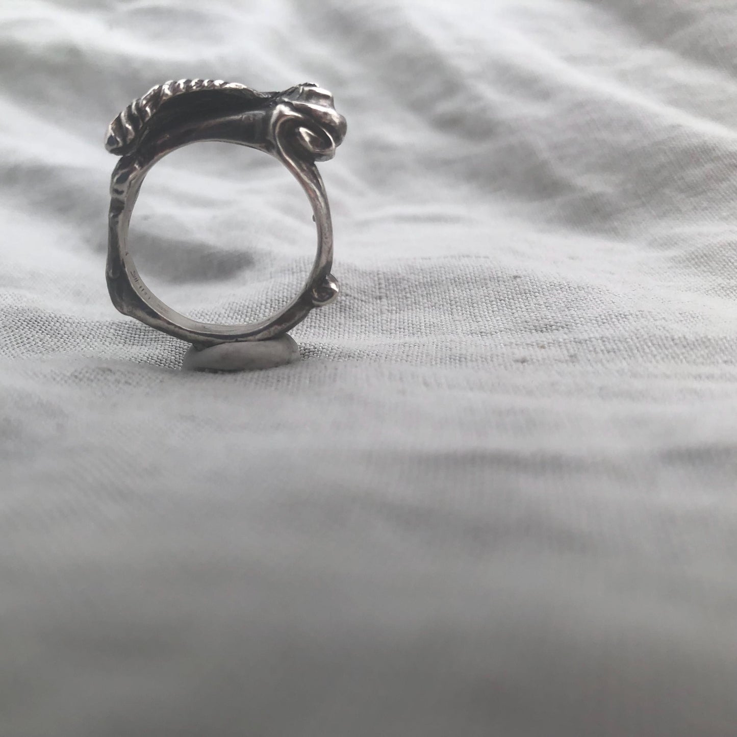 Shakespeare Sonnet 17 Ring // Hand-carved ring in argentium sterling silver // Quill and inkwell ring // Writer's ring