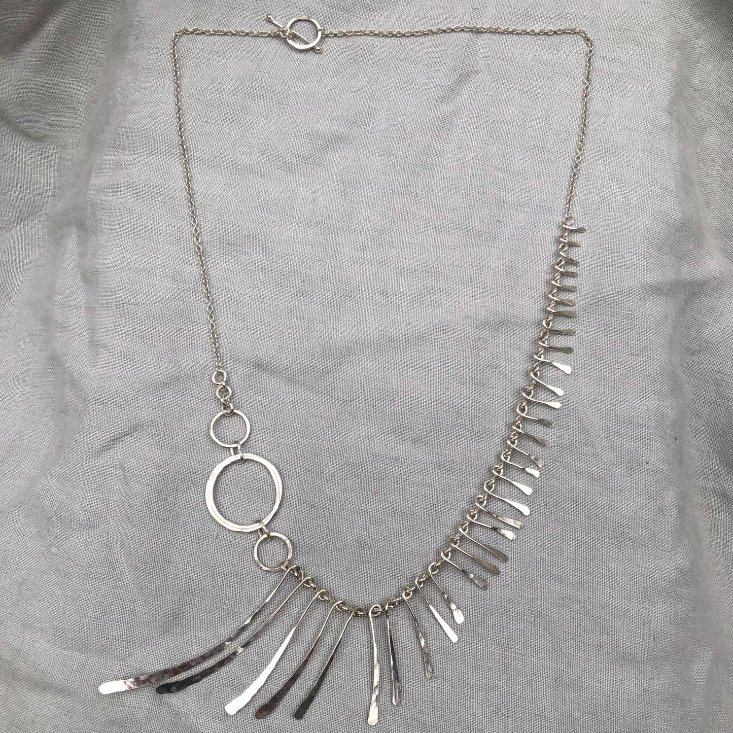 Bare Bones Necklace in argentium sterling silver // Asymmetrical handmade chain necklace // Kinetic sculptural statement necklace