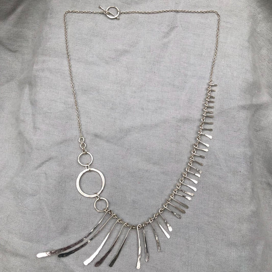 Bare Bones Necklace in argentium sterling silver // Asymmetrical handmade chain necklace // Kinetic sculptural statement necklace