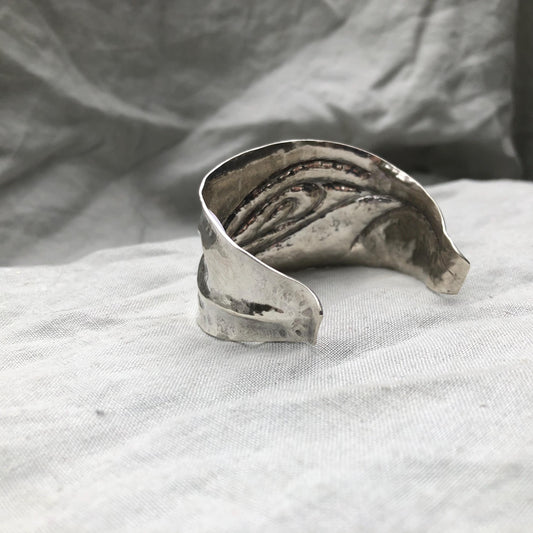 Statement cuff bracelet in argentium sterling silver no. 1