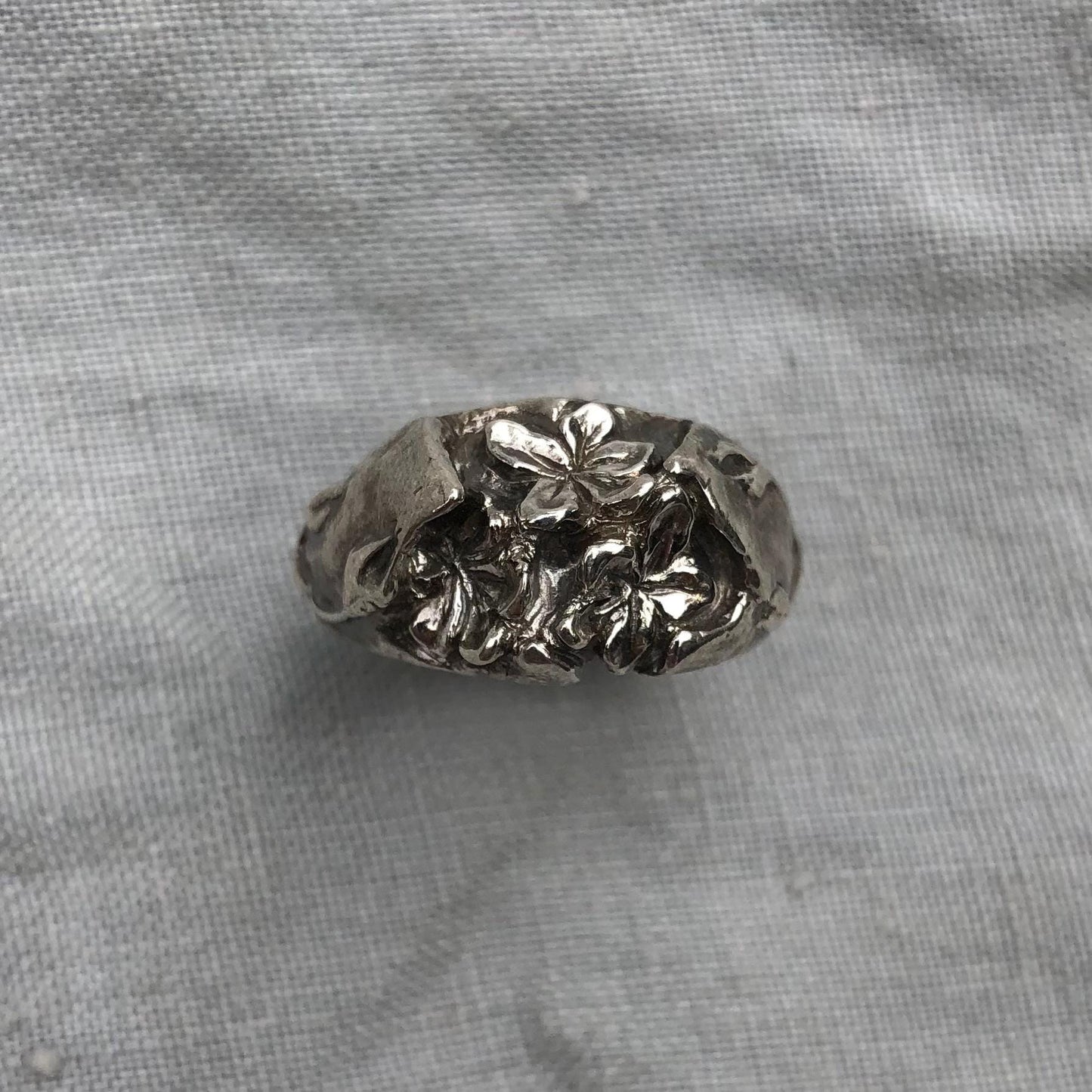 Shakespeare Sonnet 18 Ring // Detailed argentium sterling silver flower ring // Love & immortality ring