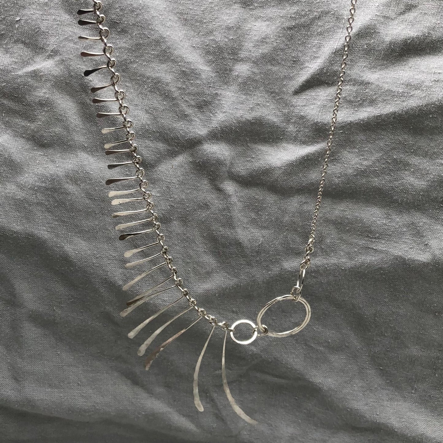 Bare Bones Necklace in argentium sterling silver // Asymmetrical handmade chain necklace // Kinetic sculptural statement necklace