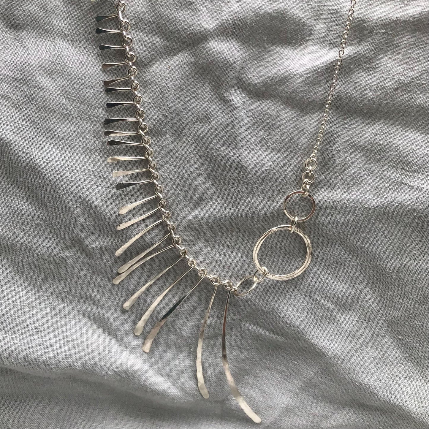 Bare Bones Necklace in argentium sterling silver // Asymmetrical handmade chain necklace // Kinetic sculptural statement necklace