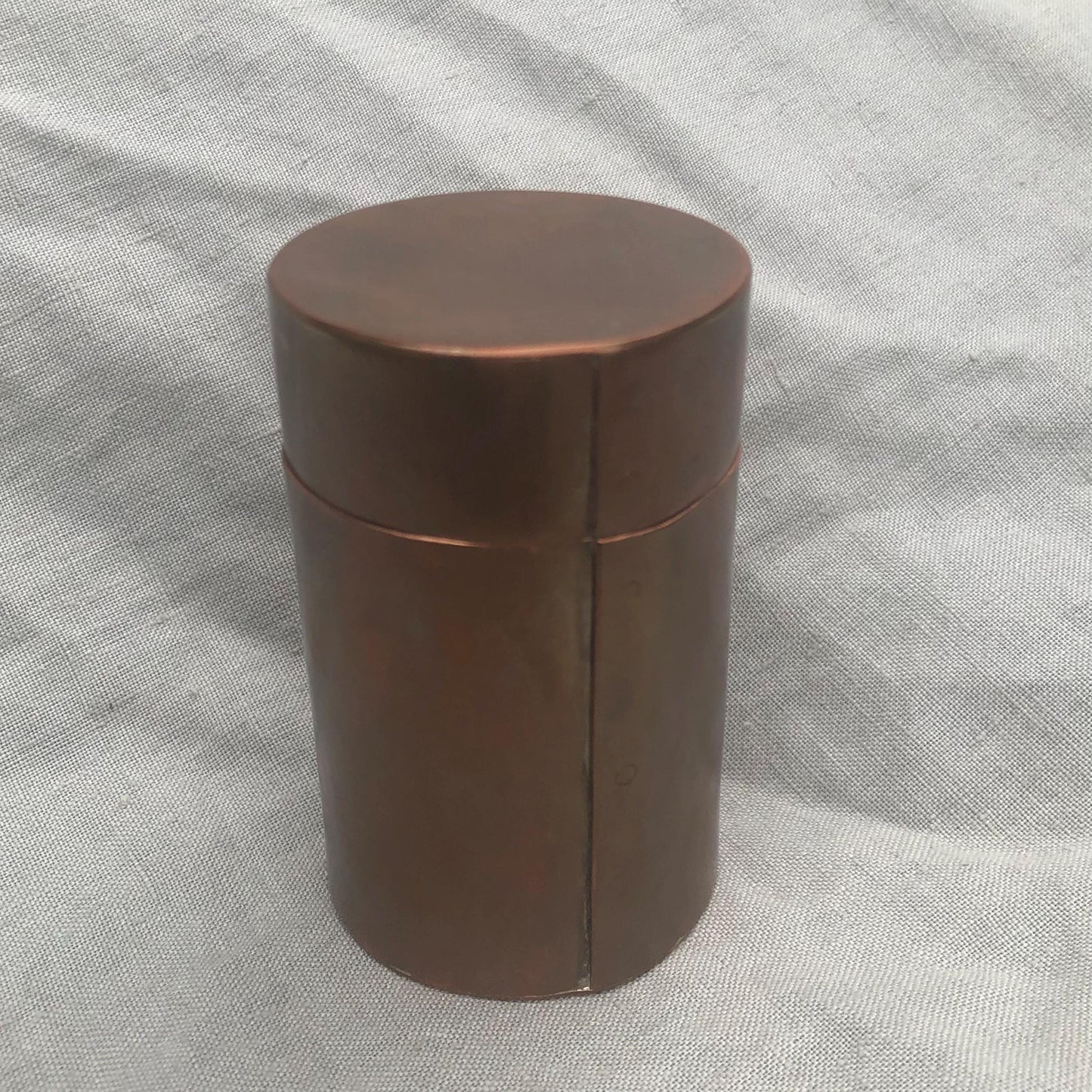 Medium copper jar with natural patina // Lidded copper jar with rivets