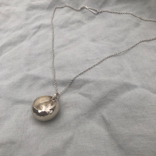 Moonstone hollow vessel pendant in argentium sterling silver