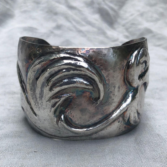 Statement cuff bracelet in argentium sterling silver no. 2 // Scrollwork cuff // Sculptural cuff