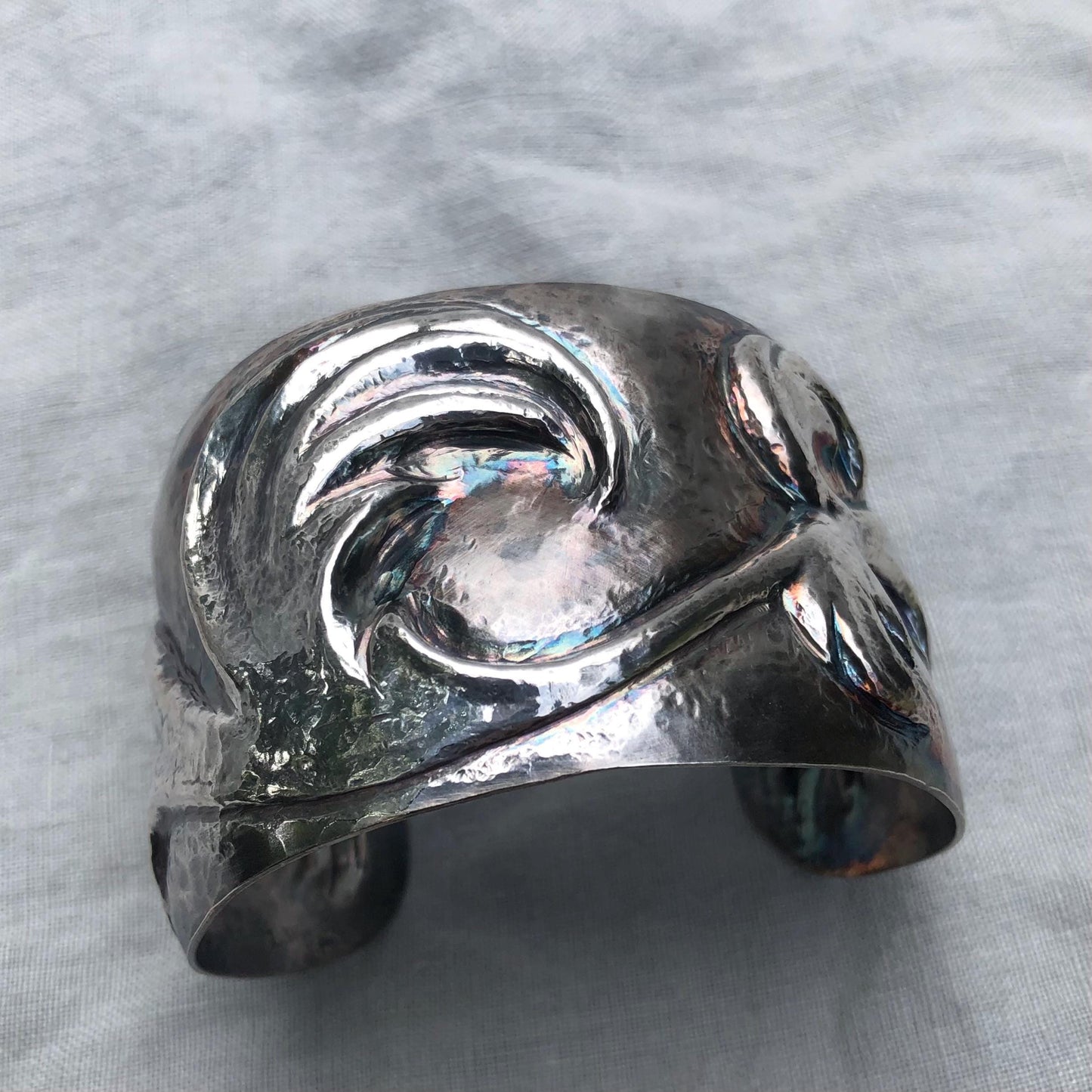 Statement cuff bracelet in argentium sterling silver no. 2 // Scrollwork cuff // Sculptural cuff