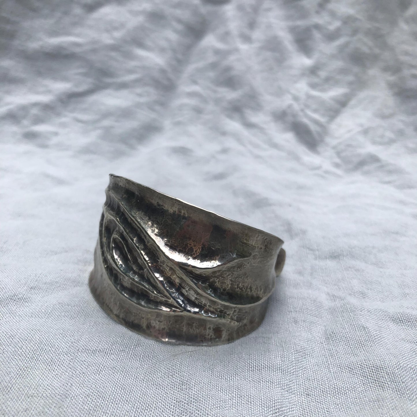 Statement cuff bracelet in argentium sterling silver no. 1