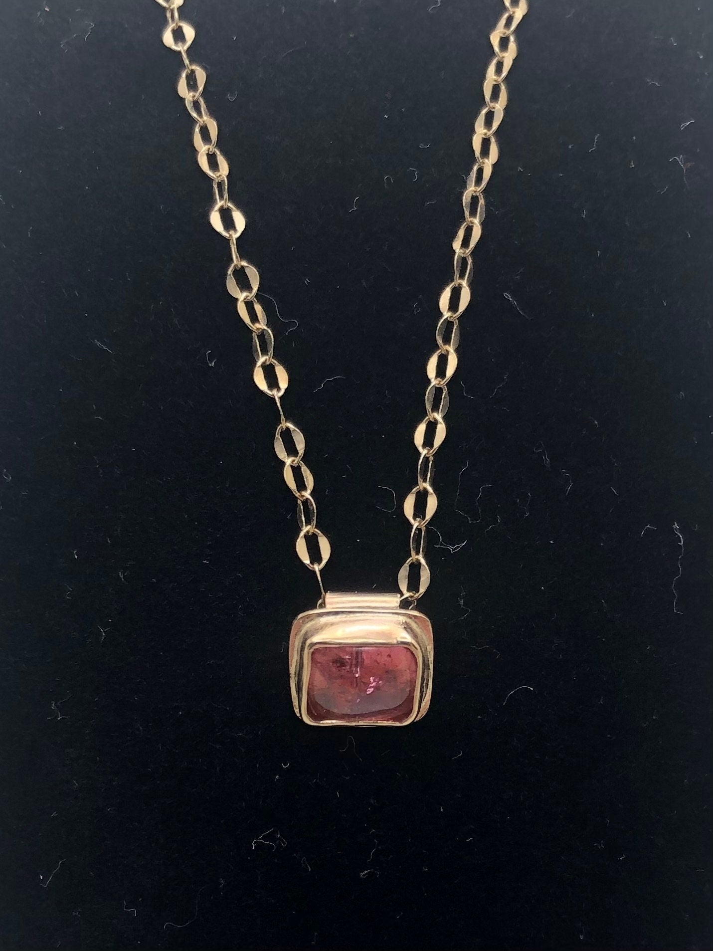 Candy pink tourmaline pendant in solid 14 karat gold