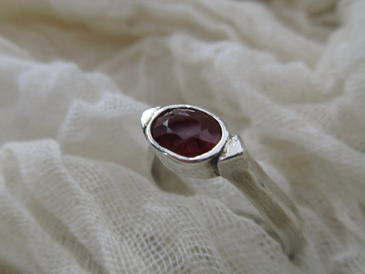 Ruby ring in argentium sterling silver