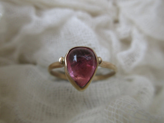 14K gold pink tourmaline ring