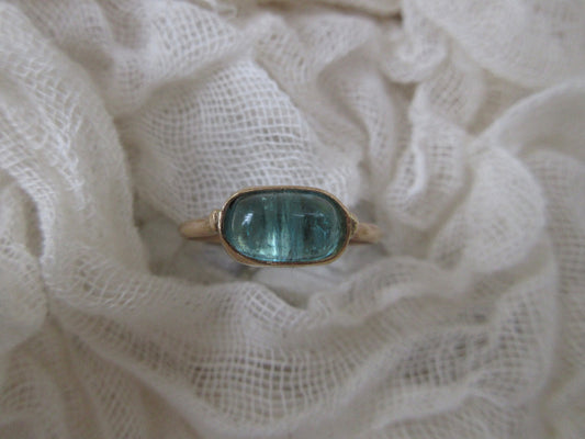 14K gold paraiba blue tourmaline ring