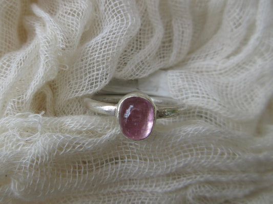 Pink tourmaline ring in argentium sterling silver