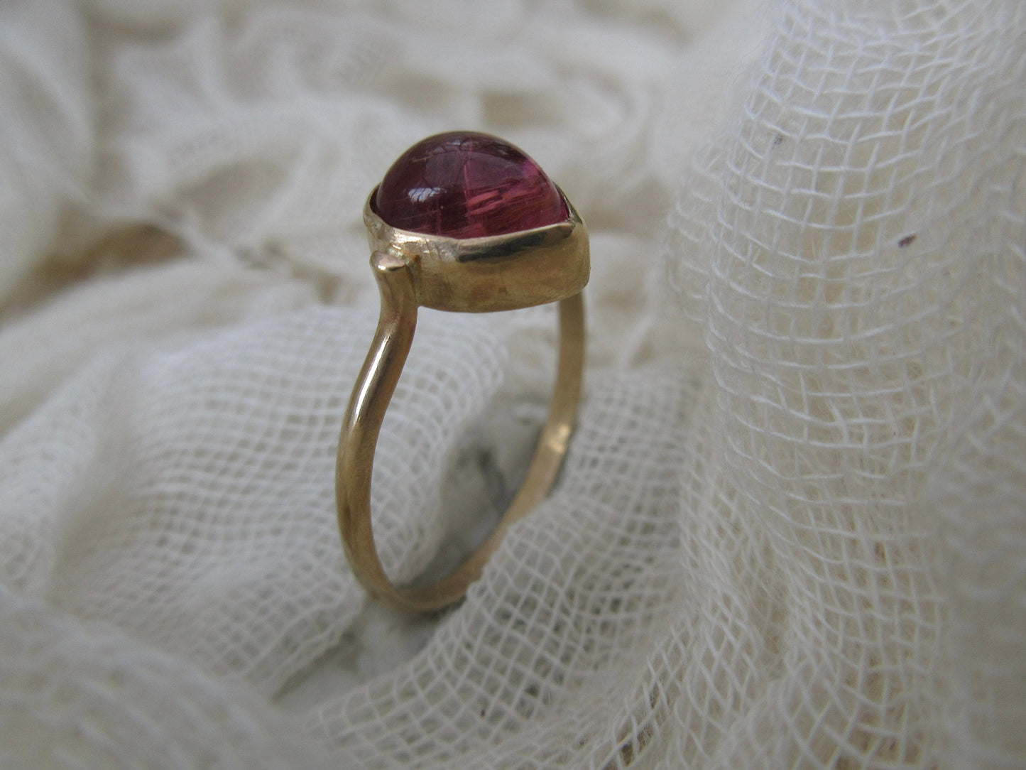 14K gold pink tourmaline ring