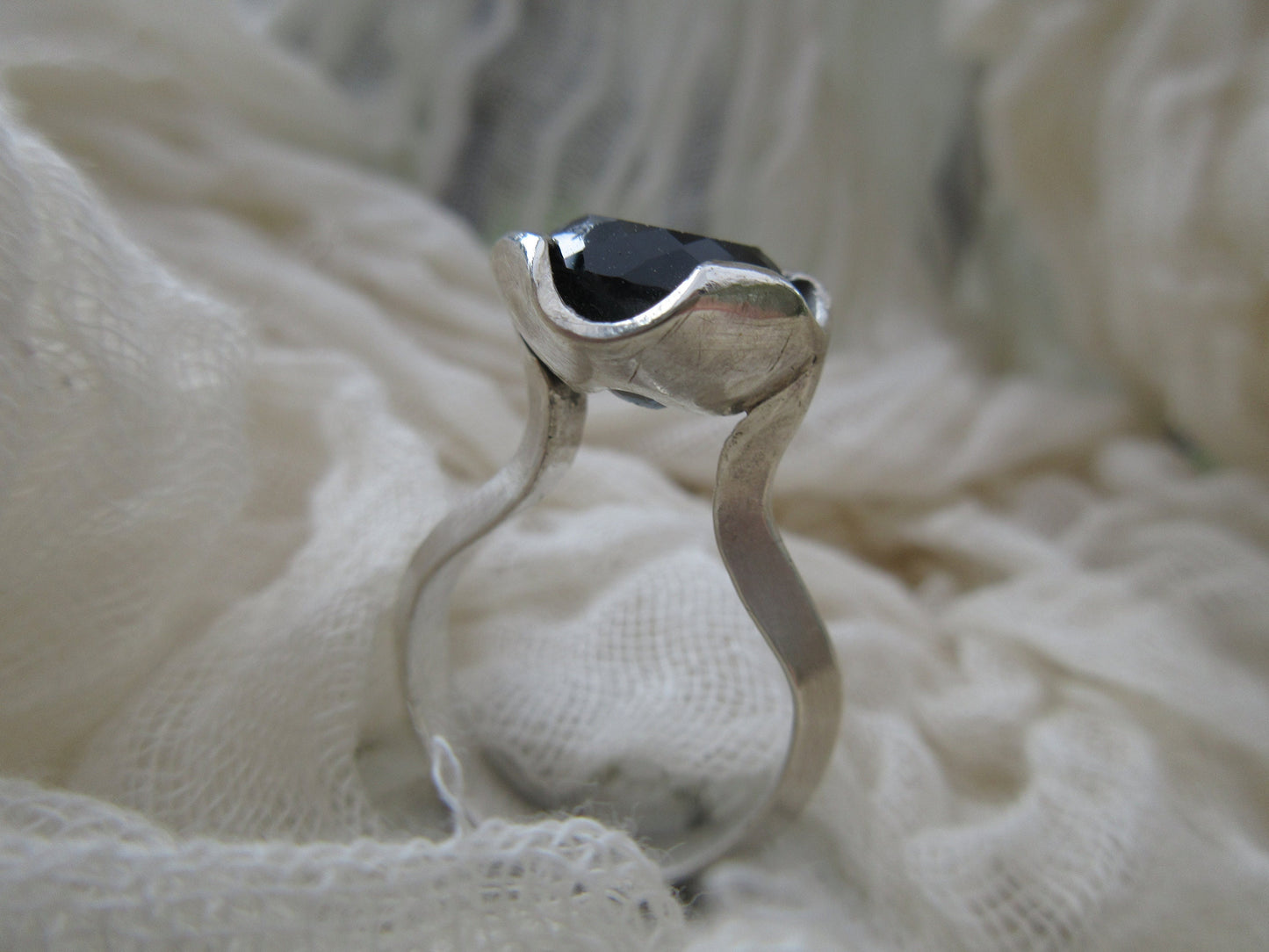 Diva ring in argentium sterling silver with London blue topaz